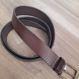 Allen Edmonds Men's Brown Leather Belt Nwt 42 Brass Buckle